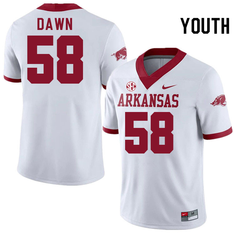 Youth #58 Tim Dawn Arkansas Razorbacks College Football Jerseys Stitched-Alternate White